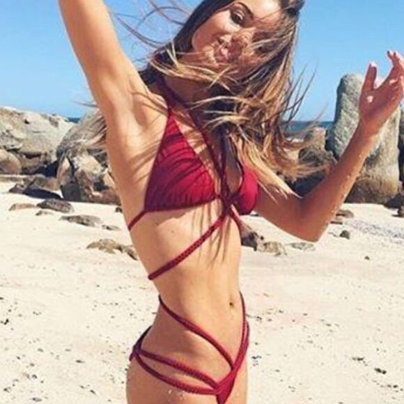 BIKINI SET SIZE L BURGUNDY COLOR - Picture 1 of 8